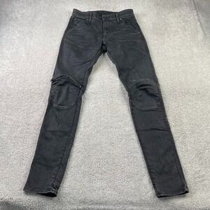 G Star Raw Jeans Mens 31x34 Black Skinny 3D Zip Knee 5620 Stretch Denim Moto